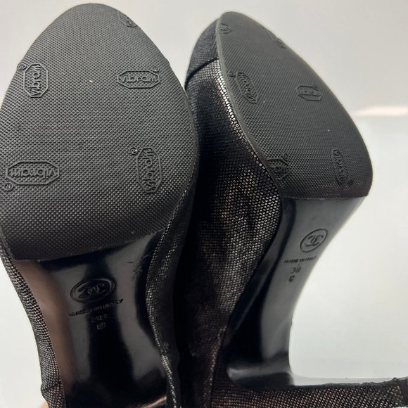 🌷❤️🔥SPRING SALE 🔥 FINAL PRICE🌷💥Chanel CC Logo Silver Fabric Ankle Boots 38 - Picture 7 of 8